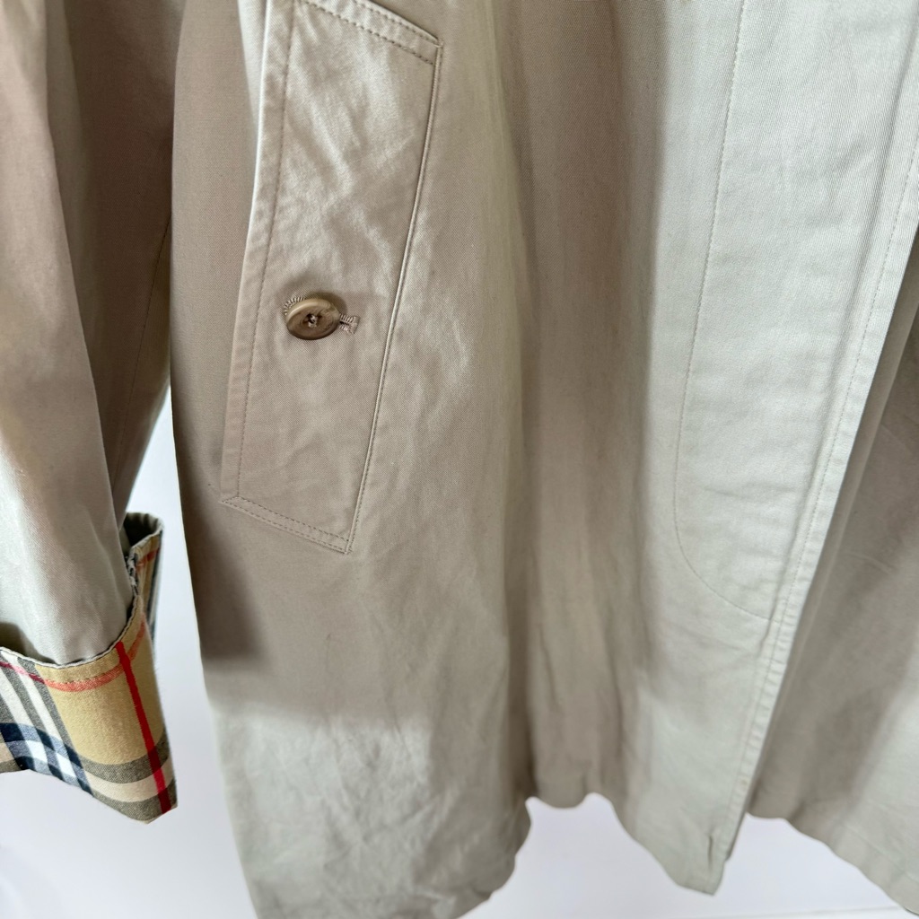 Burberry Beige Trench Coat With Signature Nova Check Trim — image 4 of 8